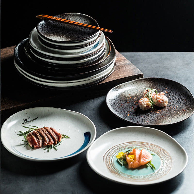 Steak Ceramic Round Dish Household Commercial Western Food Snack Fruit - Grand Goldman