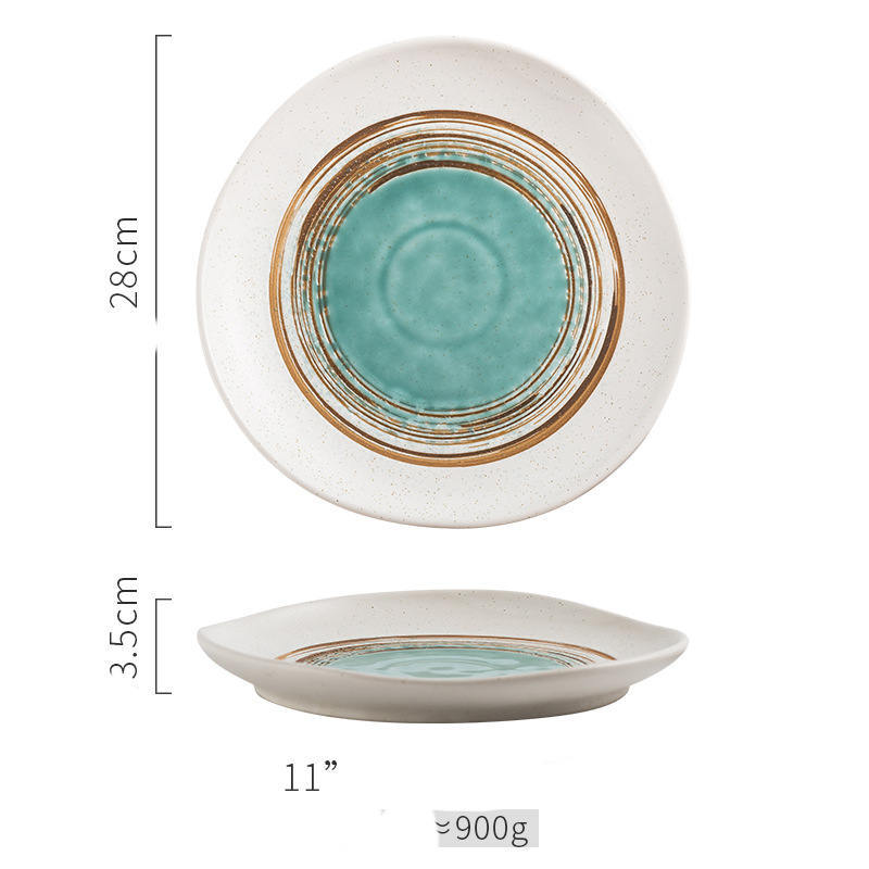 Steak Ceramic Round Dish Household Commercial Western Food Snack Fruit - Grand Goldman