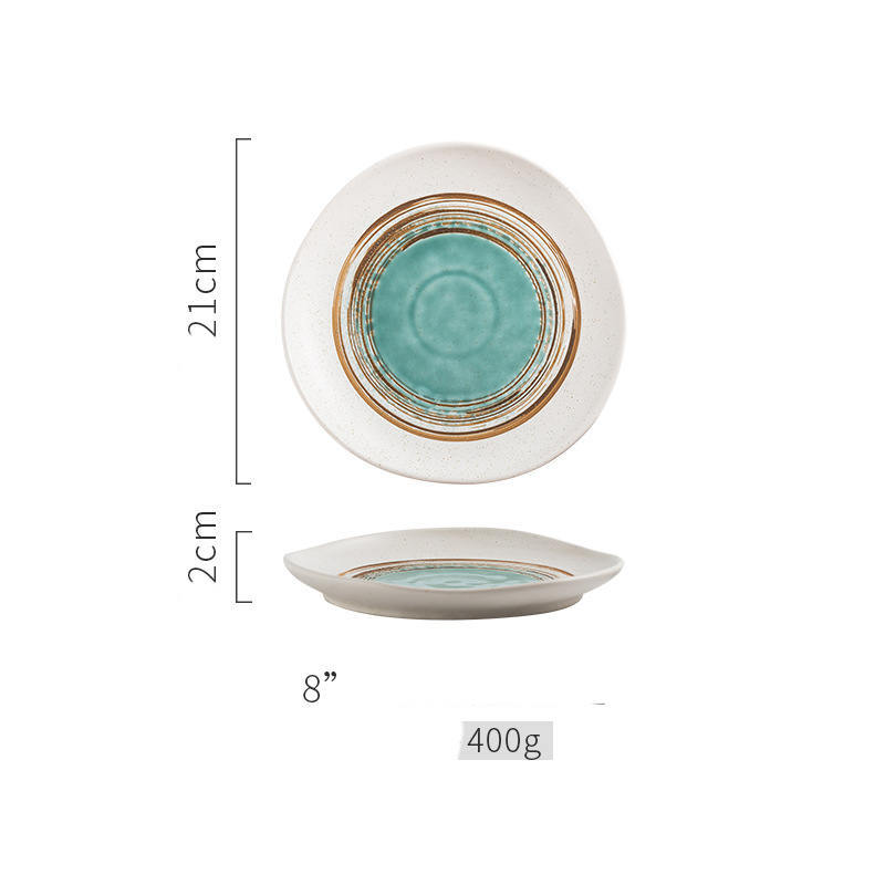 Steak Ceramic Round Dish Household Commercial Western Food Snack Fruit - Grand Goldman