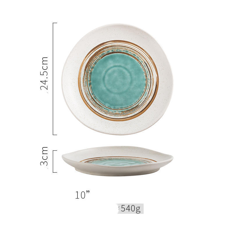 Steak Ceramic Round Dish Household Commercial Western Food Snack Fruit - Grand Goldman