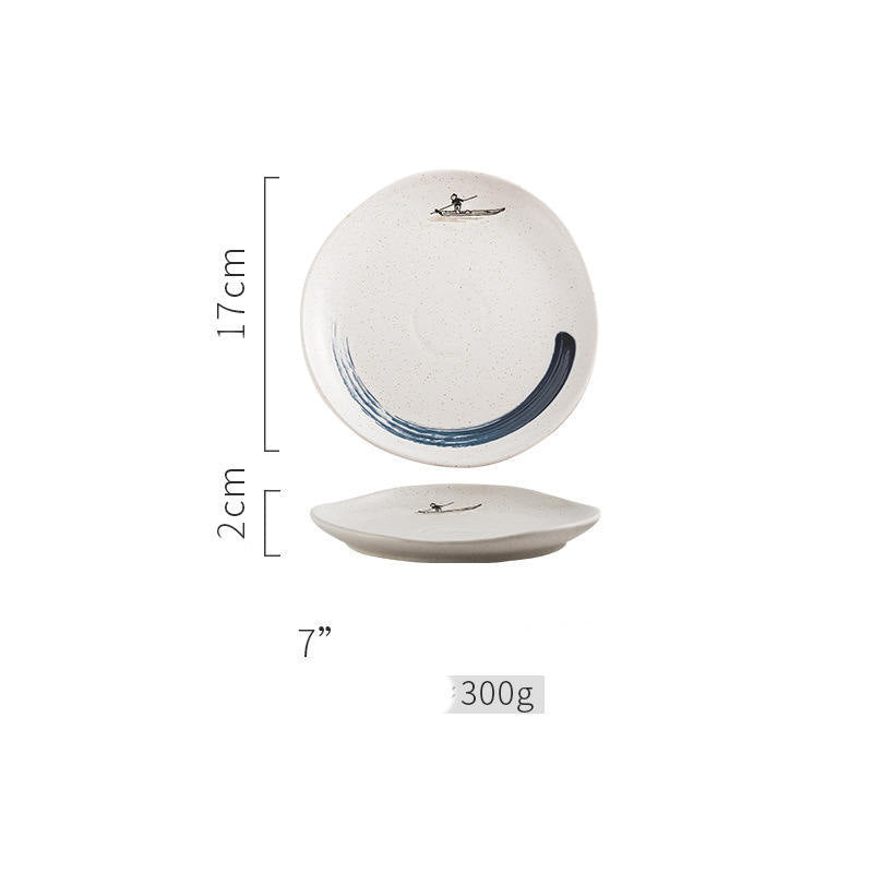 Steak Ceramic Round Dish Household Commercial Western Food Snack Fruit - Grand Goldman