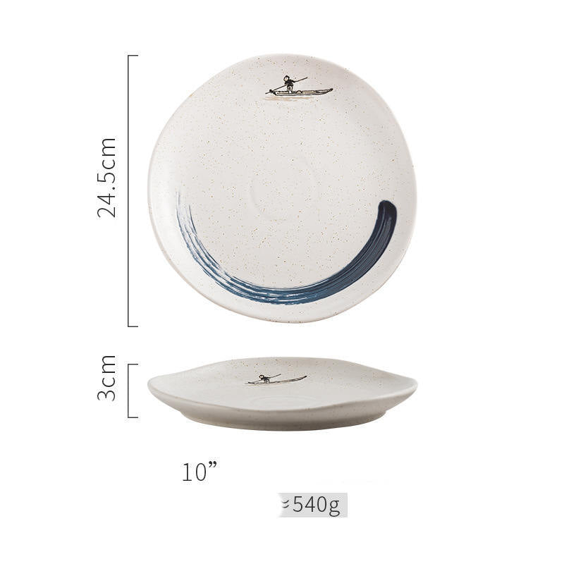 Steak Ceramic Round Dish Household Commercial Western Food Snack Fruit - Grand Goldman