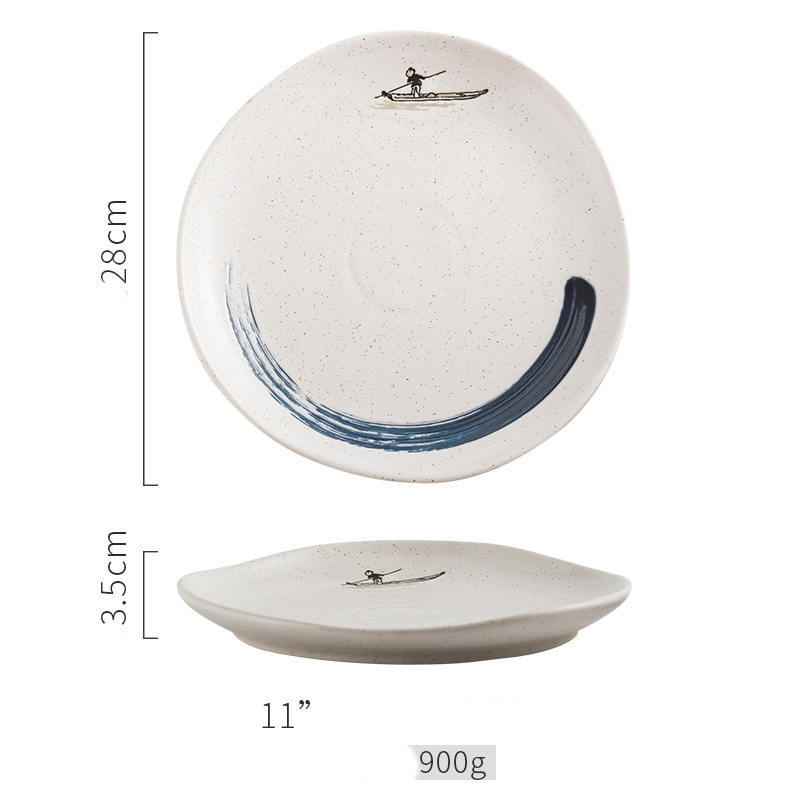 Steak Ceramic Round Dish Household Commercial Western Food Snack Fruit - Grand Goldman