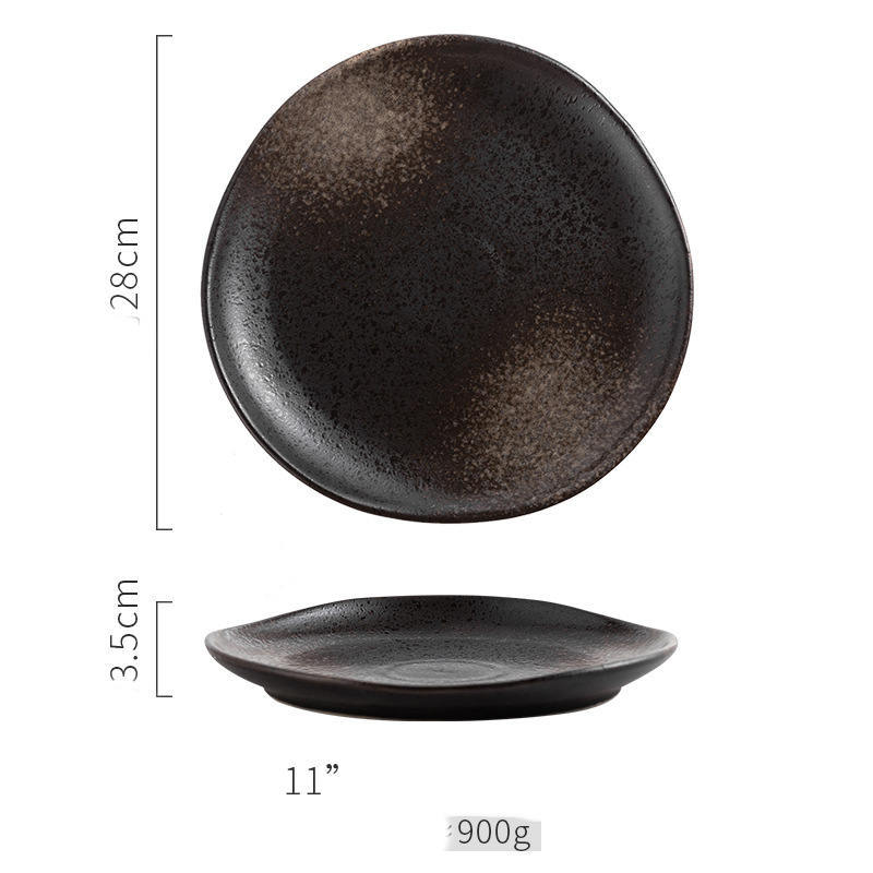 Steak Ceramic Round Dish Household Commercial Western Food Snack Fruit - Grand Goldman