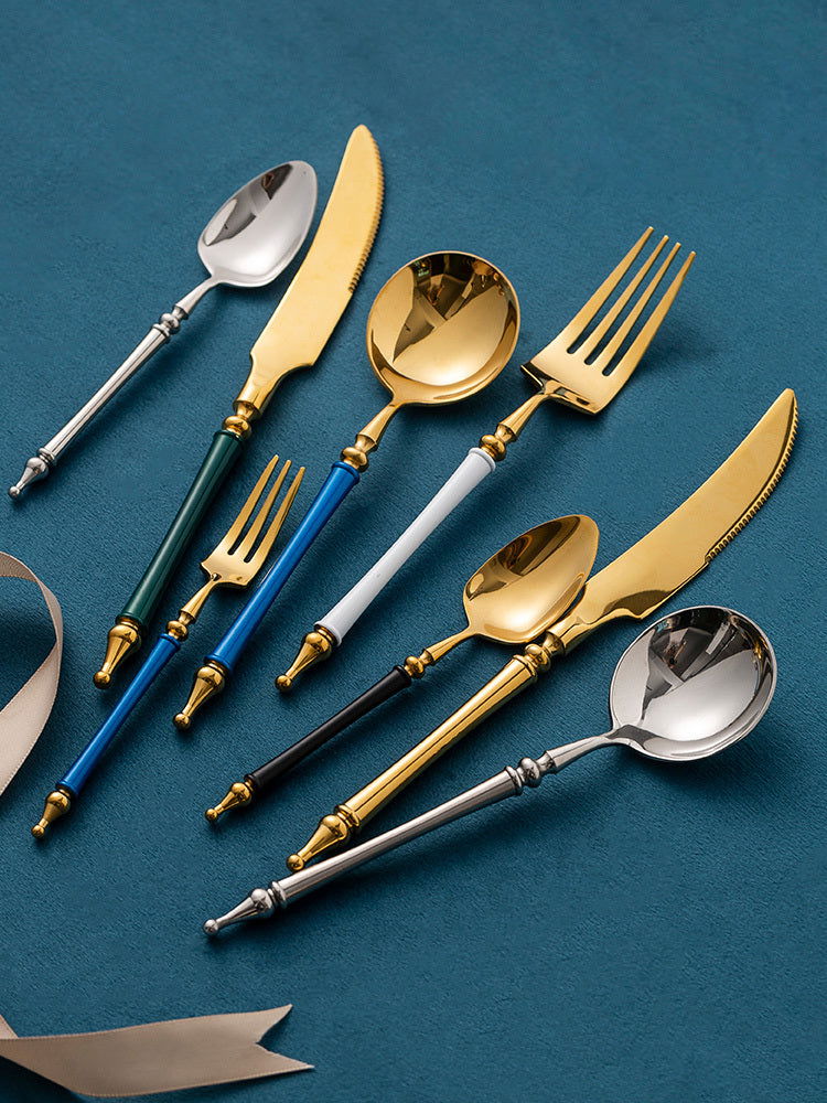 Steak Golden Knife Fork And Spoon Three-piece Set - Grand Goldman