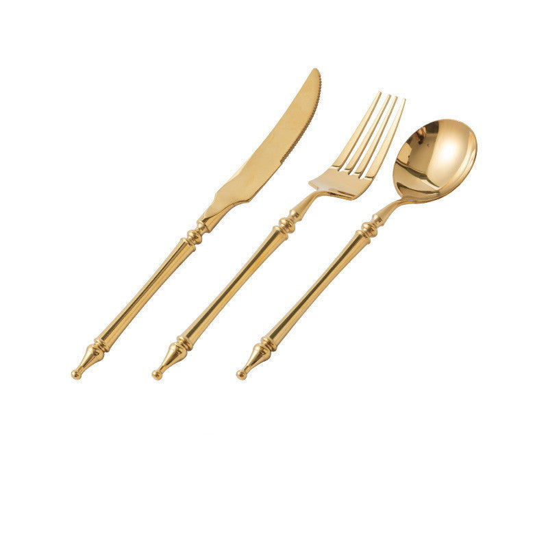 Steak Golden Knife Fork And Spoon Three-piece Set - Grand Goldman