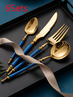 Steak Golden Knife Fork And Spoon Three-piece Set - Grand Goldman