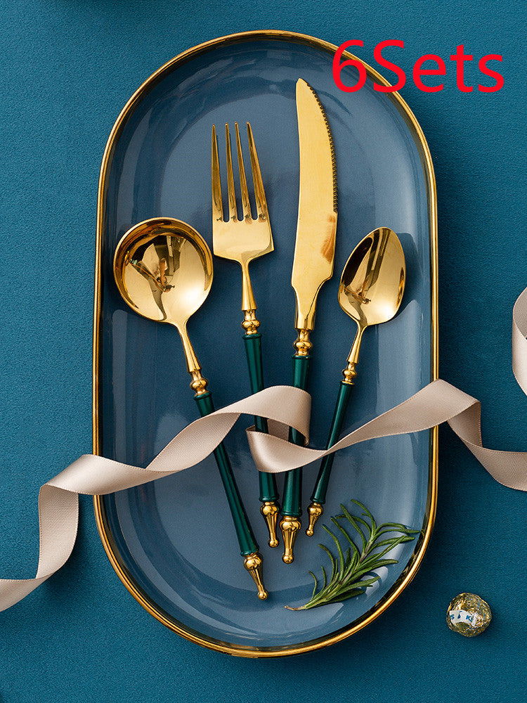 Steak Golden Knife Fork And Spoon Three-piece Set - Grand Goldman