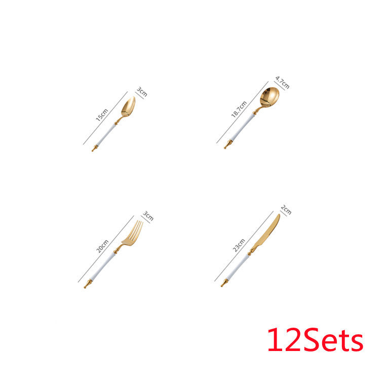 Steak Golden Knife Fork And Spoon Three-piece Set - Grand Goldman