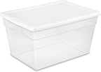Sterilite 12-Pack Stackable Storage Bin with Lid, Clear Plastic Design, 6 Quart - Grand Goldman
