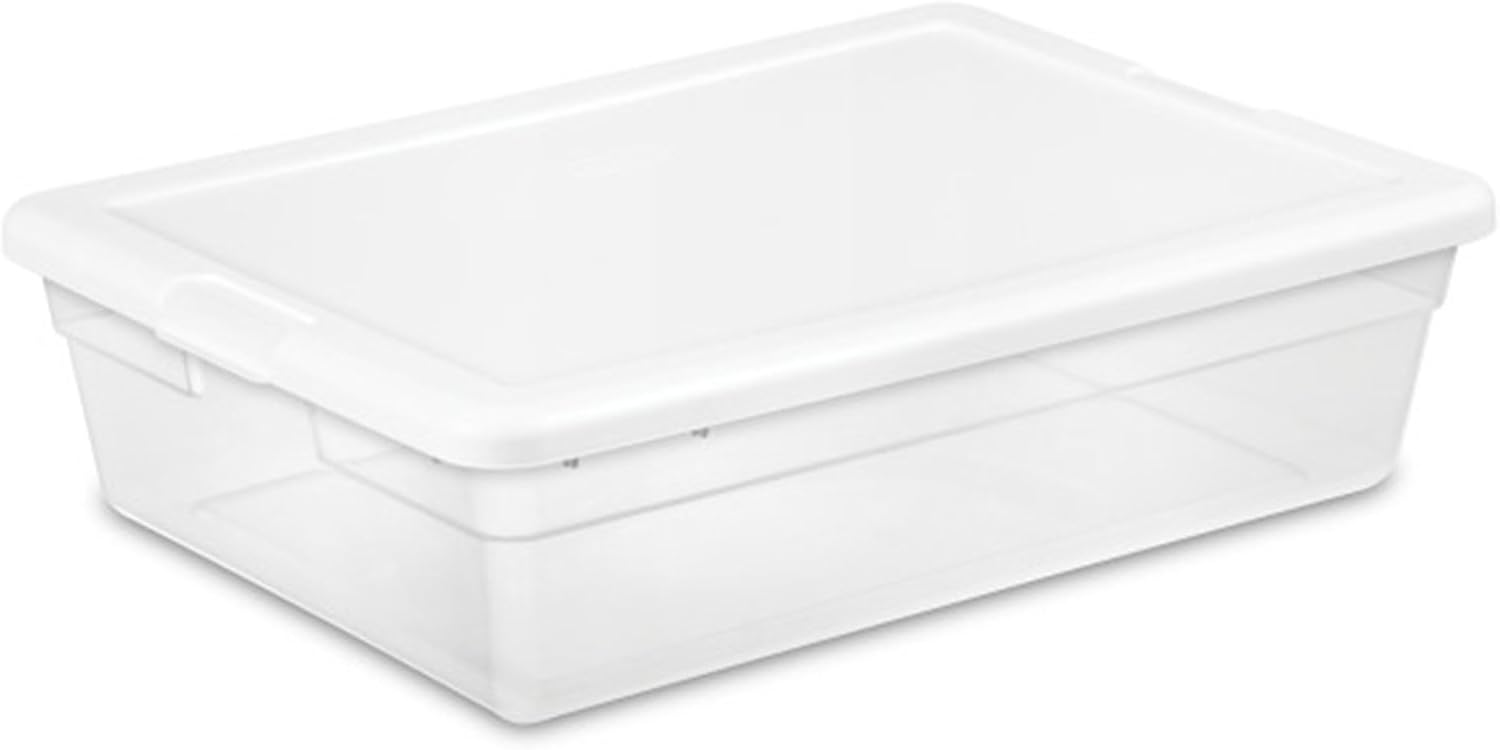 Sterilite 12-Pack Stackable Storage Bin with Lid, Clear Plastic Design, 6 Quart - Grand Goldman