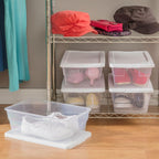 Sterilite 12-Pack Stackable Storage Bin with Lid, Clear Plastic Design, 6 Quart - Grand Goldman