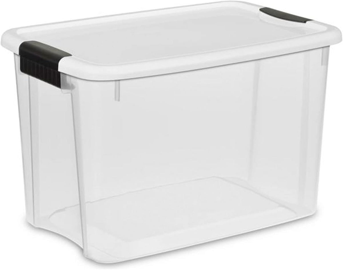 Sterilite 6-Pack Stackable Storage Bin with Lid, Clear Plastic Design, 18 Quart - Grand Goldman