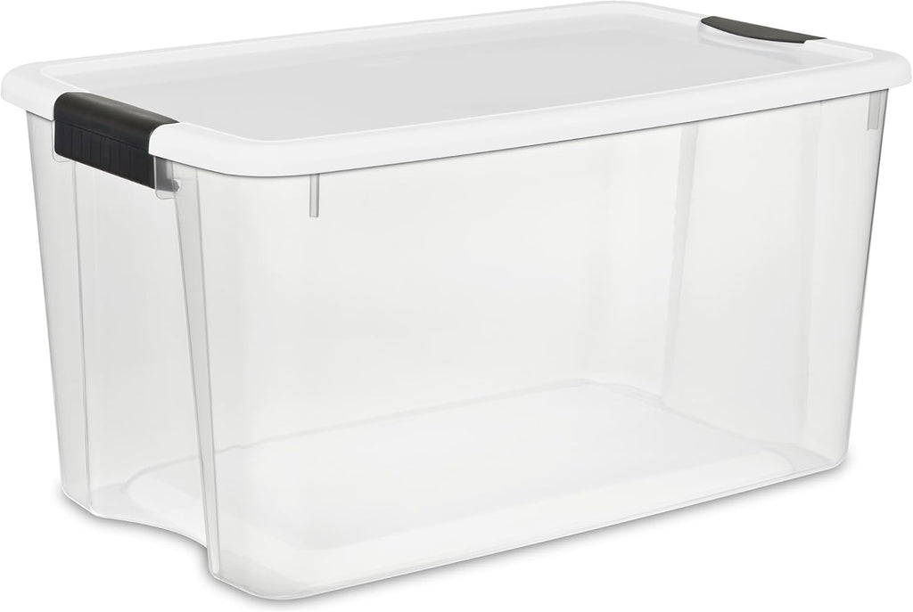 Sterilite 6-Pack Stackable Storage Bin with Lid, Clear Plastic Design, 18 Quart - Grand Goldman