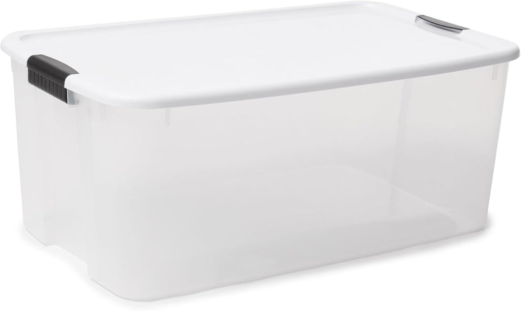 Sterilite 6-Pack Stackable Storage Bin with Lid, Clear Plastic Design, 18 Quart - Grand Goldman