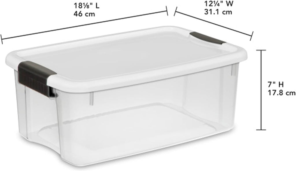 Sterilite 6-Pack Stackable Storage Bin with Lid, Clear Plastic Design, 18 Quart - Grand Goldman
