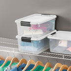 Sterilite 6-Pack Stackable Storage Bin with Lid, Clear Plastic Design, 18 Quart - Grand Goldman