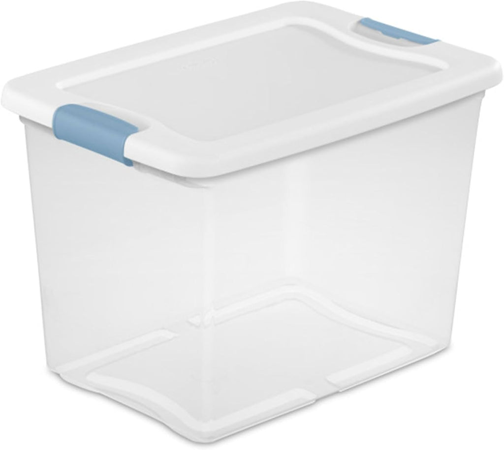 Sterilite 6-Pack Stackable Storage Bin with Lid, Clear Plastic Design, 25 Quart - Grand Goldman