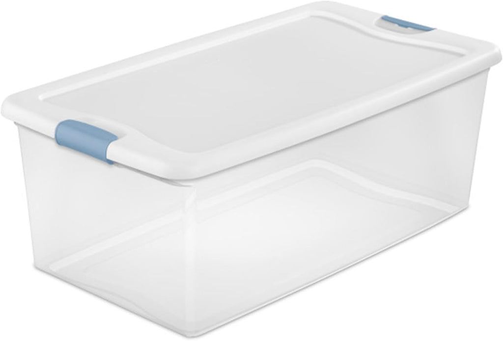 Sterilite 6-Pack Stackable Storage Bin with Lid, Clear Plastic Design, 25 Quart - Grand Goldman