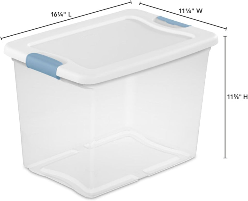 Sterilite 6-Pack Stackable Storage Bin with Lid, Clear Plastic Design, 25 Quart - Grand Goldman