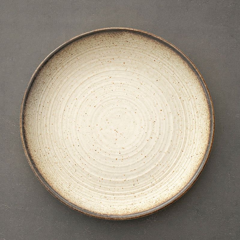 Stoneware Plate Dish Retro Household Ceramic Tableware Tray Plate - Grand Goldman