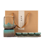 Stoneware Japanese Kung Fu Tea Set, One Pot, Four Cups With Dry Tea Tray, Tea Maker, Warm Tea Gift Box Set - Grand Goldman