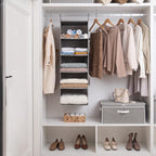 StorageWorks 5-Shelf Jumbo Hanging Storage Closet, Hanging Organizer for Closet Rod, Hanging Cloth Organizer Storage, Canvas, Gray, 13" D x 15" W x 47 ¾" H - Grand Goldman