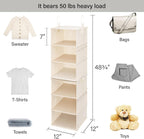 StorageWorks 6-Shelf Hanging Closet Organizers, Two 3-Shelf Separable Closet Hanging Shelves, 12" D x 12" W x 48 3⁄4" H, Mixing of Beige, White & Ivory - Grand Goldman