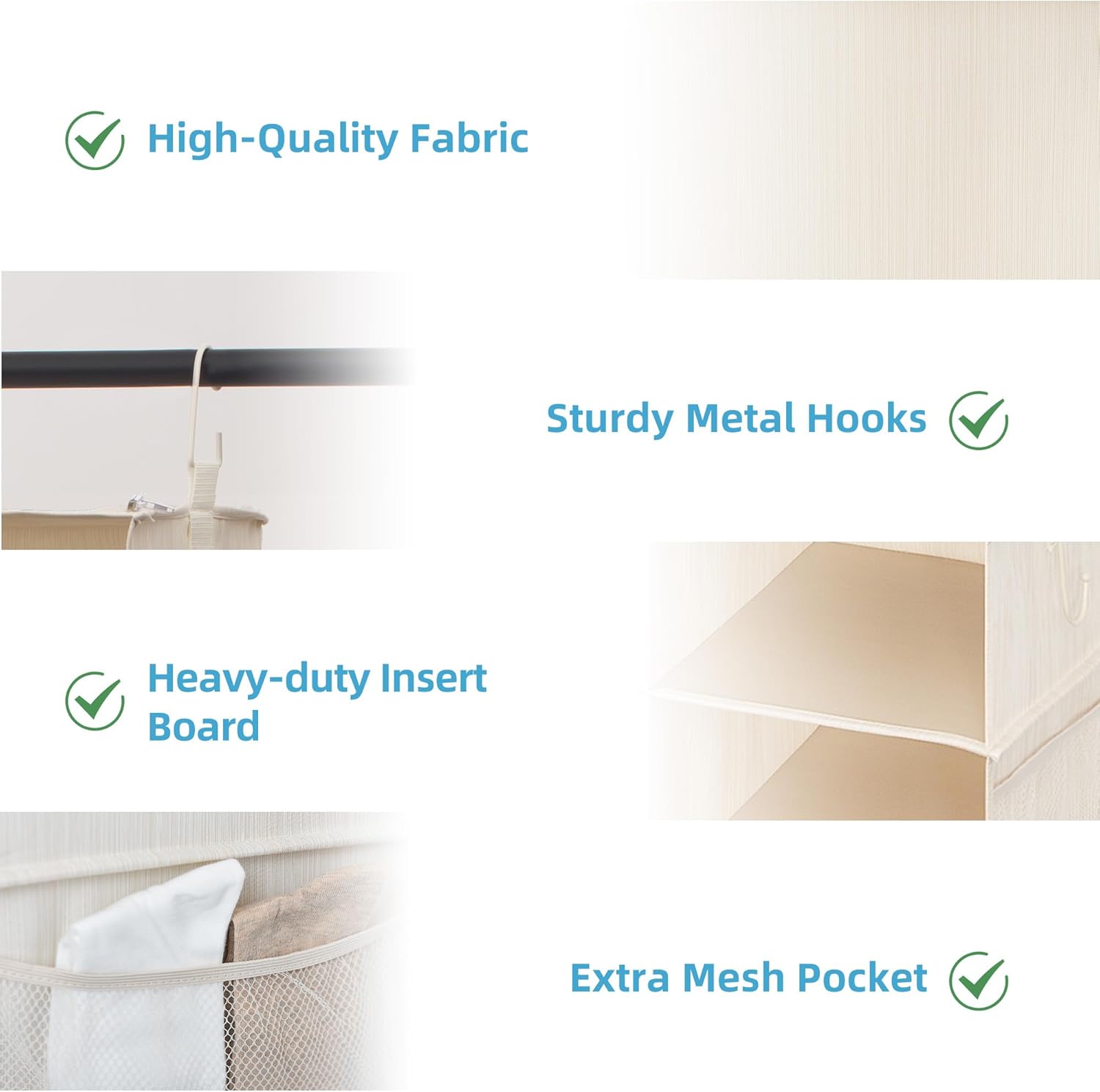 StorageWorks 6-Shelf Hanging Closet Organizers, Two 3-Shelf Separable Closet Hanging Shelves, 12" D x 12" W x 48 3⁄4" H, Mixing of Beige, White & Ivory - Grand Goldman