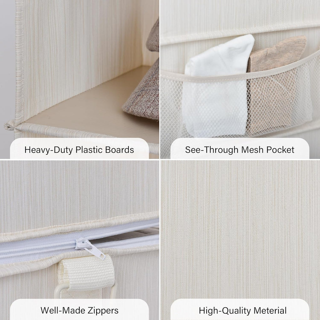 StorageWorks 6-Shelf Hanging Closet Organizers, Two 3-Shelf Separable Closet Hanging Shelves, 12" D x 12" W x 48 3⁄4" H, Mixing of Beige, White & Ivory - Grand Goldman