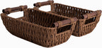 StorageWorks Hand-Woven Large Storage Baskets with Wooden Handles, Water Hyacinth Wicker Baskets for Organizing, 2-Pack - Grand Goldman