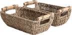 StorageWorks Hand-Woven Large Storage Baskets with Wooden Handles, Water Hyacinth Wicker Baskets for Organizing, 2-Pack - Grand Goldman
