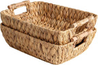 StorageWorks Hand-Woven Large Storage Baskets with Wooden Handles, Water Hyacinth Wicker Baskets for Organizing, 2-Pack - Grand Goldman
