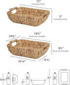 StorageWorks Hand-Woven Large Storage Baskets with Wooden Handles, Water Hyacinth Wicker Baskets for Organizing, 2-Pack - Grand Goldman