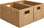 StorageWorks Wicker Basket, Baskets for Organizing, Storage Basket with Built-in Handles, Water Hyacinth Shelves (Medium 2-Pack, Natural Hyacinth) - Grand Goldman