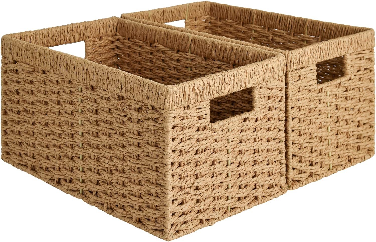 StorageWorks Wicker Basket, Baskets for Organizing, Storage Basket with Built-in Handles, Water Hyacinth Shelves (Medium 2-Pack, Natural Hyacinth) - Grand Goldman