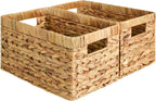StorageWorks Wicker Basket, Baskets for Organizing, Storage Basket with Built-in Handles, Water Hyacinth Shelves (Medium 2-Pack, Natural Hyacinth) - Grand Goldman