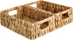 StorageWorks Wicker Basket, Baskets for Organizing, Storage Basket with Built-in Handles, Water Hyacinth Shelves (Medium 2-Pack, Natural Hyacinth) - Grand Goldman