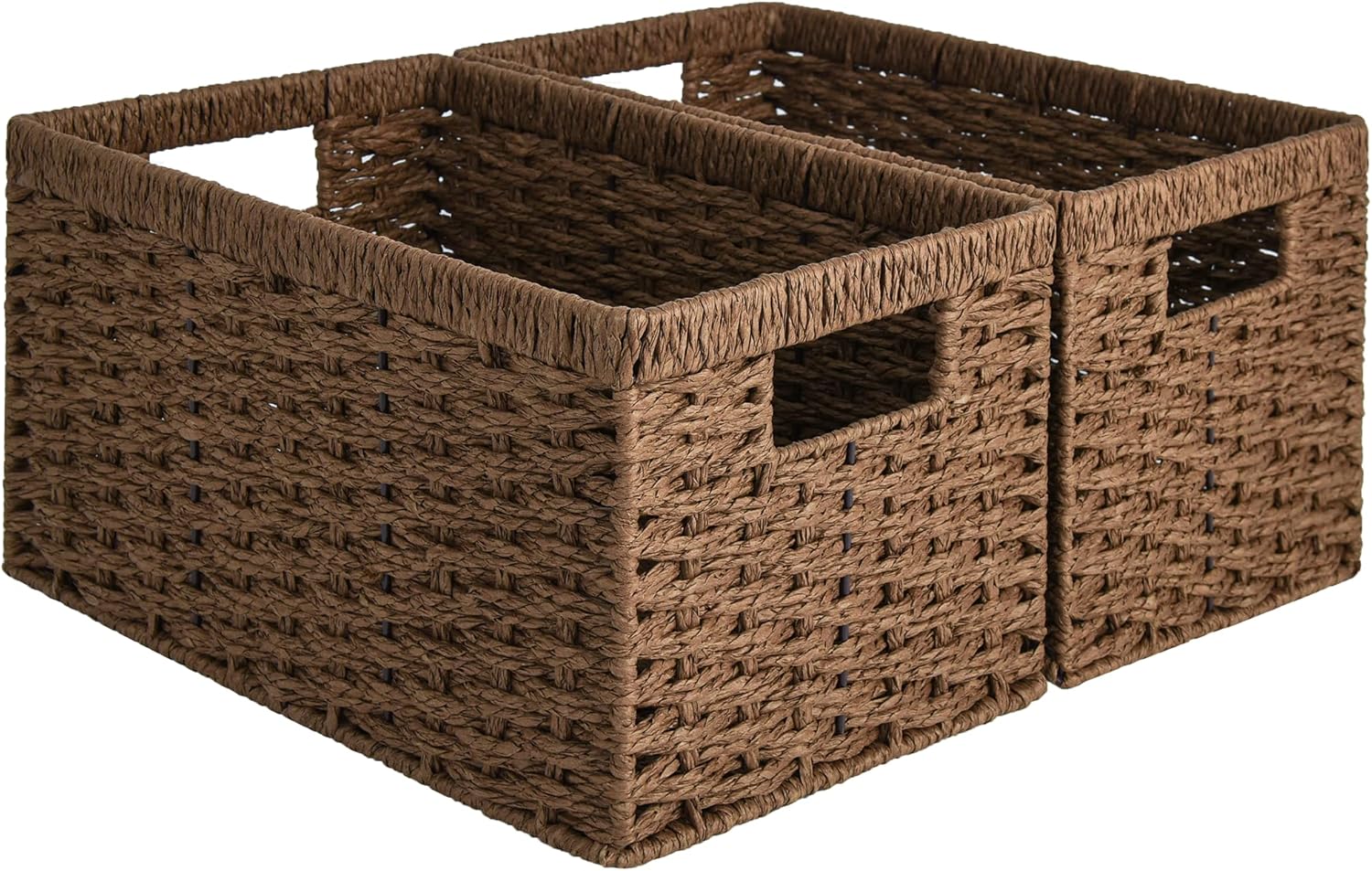 StorageWorks Wicker Basket, Baskets for Organizing, Storage Basket with Built-in Handles, Water Hyacinth Shelves (Medium 2-Pack, Natural Hyacinth) - Grand Goldman