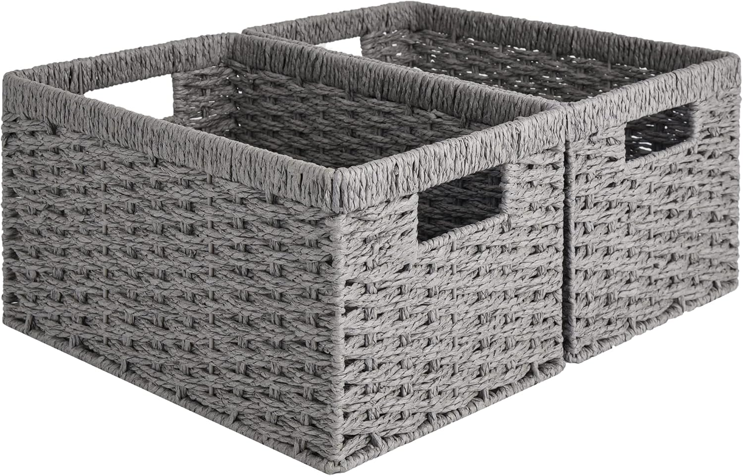 StorageWorks Wicker Basket, Baskets for Organizing, Storage Basket with Built-in Handles, Water Hyacinth Shelves (Medium 2-Pack, Natural Hyacinth) - Grand Goldman
