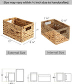 StorageWorks Wicker Basket, Baskets for Organizing, Storage Basket with Built-in Handles, Water Hyacinth Shelves (Medium 2-Pack, Natural Hyacinth) - Grand Goldman