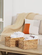 StorageWorks Wicker Basket, Baskets for Organizing, Storage Basket with Built-in Handles, Water Hyacinth Shelves (Medium 2-Pack, Natural Hyacinth) - Grand Goldman