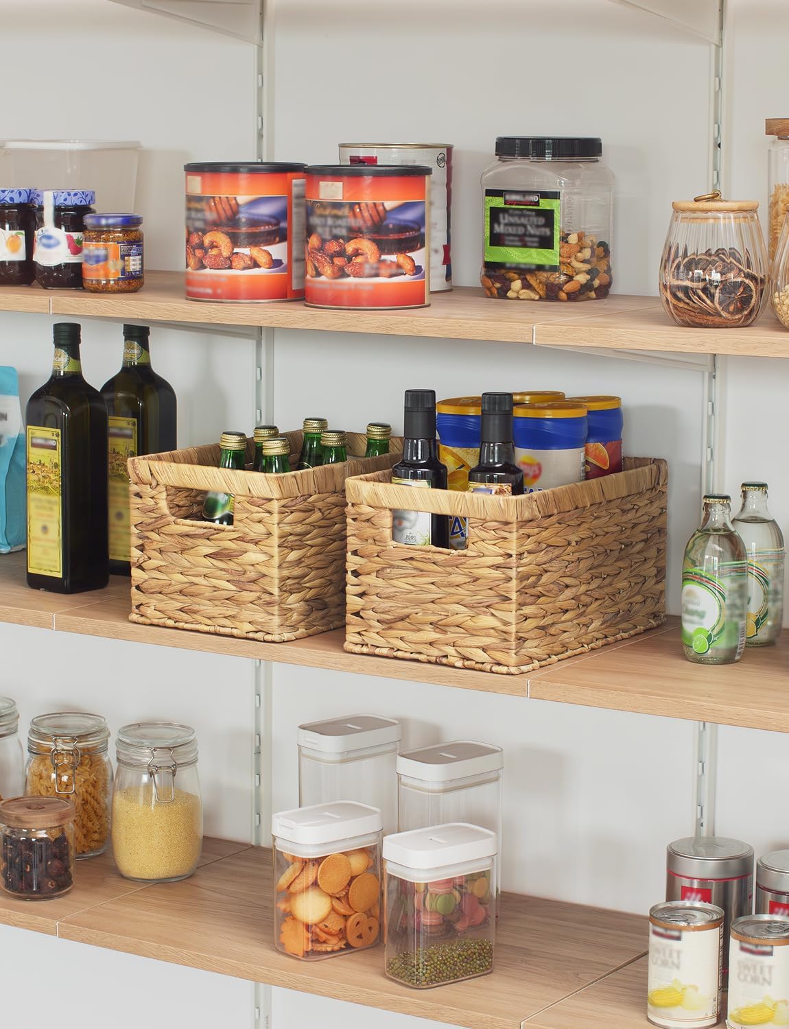 StorageWorks Wicker Basket, Baskets for Organizing, Storage Basket with Built-in Handles, Water Hyacinth Shelves (Medium 2-Pack, Natural Hyacinth) - Grand Goldman