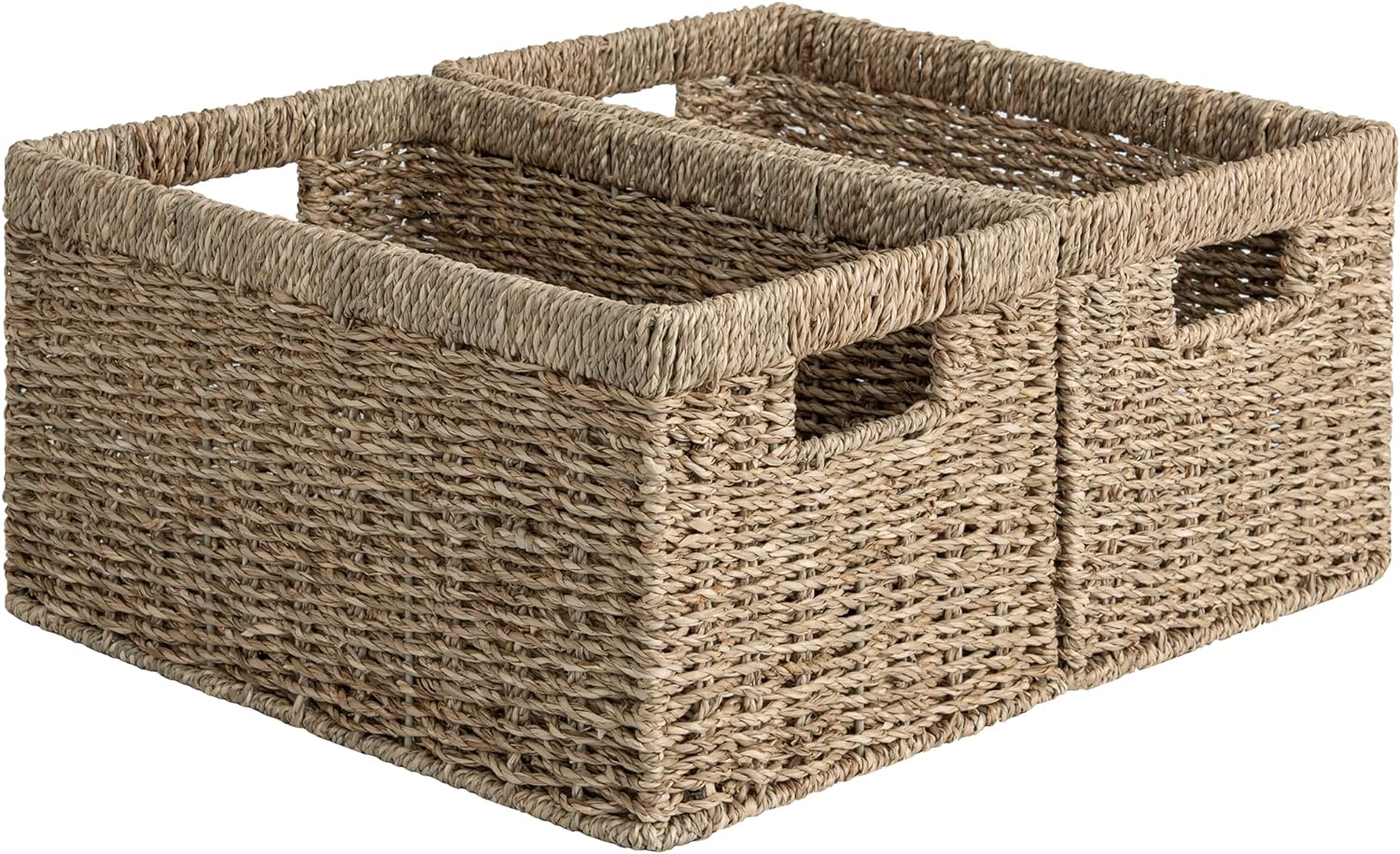 StorageWorks Wicker Basket, Baskets for Organizing, Storage Basket with Built-in Handles, Water Hyacinth Shelves (Medium 2-Pack, Natural Hyacinth) - Grand Goldman