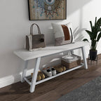 Storage Bench Industrial Rustic Wooden and Metal Entryway Shoe Boots Storage Rack Long Bench Seat for Hallway Bedroom Retro Brown Farmhouse Style - Grand Goldman