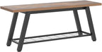 Storage Bench Industrial Rustic Wooden and Metal Entryway Shoe Boots Storage Rack Long Bench Seat for Hallway Bedroom Retro Brown Farmhouse Style - Grand Goldman