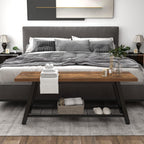 Storage Bench Industrial Rustic Wooden and Metal Entryway Shoe Boots Storage Rack Long Bench Seat for Hallway Bedroom Retro Brown Farmhouse Style - Grand Goldman