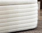 Storage Teddy Ottoman Bench Upholstered Fabric Storage Bench End of Bed Stool with Safety Hinge for Bedroom, Living Room, Entryway, Closet(44.5-inch, White) - Grand Goldman