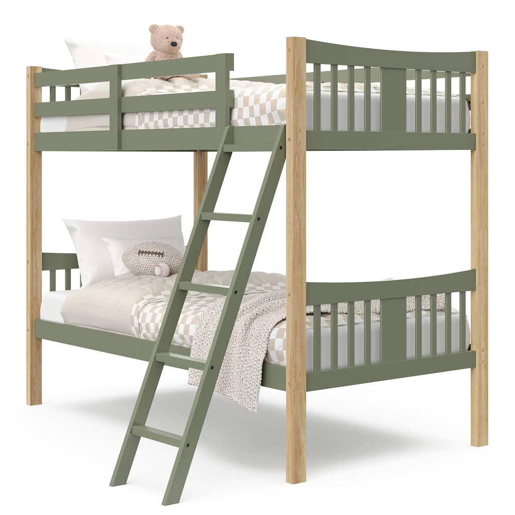 Storkcraft Caribou Bunk Bed Twin Over Twin Bunk Bed (White) - GREENGUARD Gold Certified, Twin Bunk Beds for Kids, Converts to 2 Individual Twin Beds, Bunk Beds for Kids - Grand Goldman