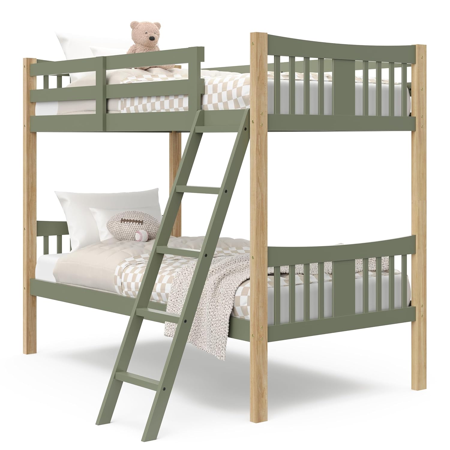 Storkcraft Caribou Bunk Bed Twin Over Twin Bunk Bed (White) - GREENGUARD Gold Certified, Twin Bunk Beds for Kids, Converts to 2 Individual Twin Beds, Bunk Beds for Kids - Grand Goldman
